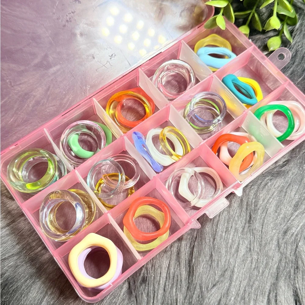 Colorful Resin Stacking Rings Set - Picture 3 of 7